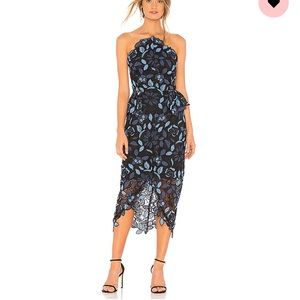 Revolve strapless blue dress, headturner! Worn once. Optional detachable straps